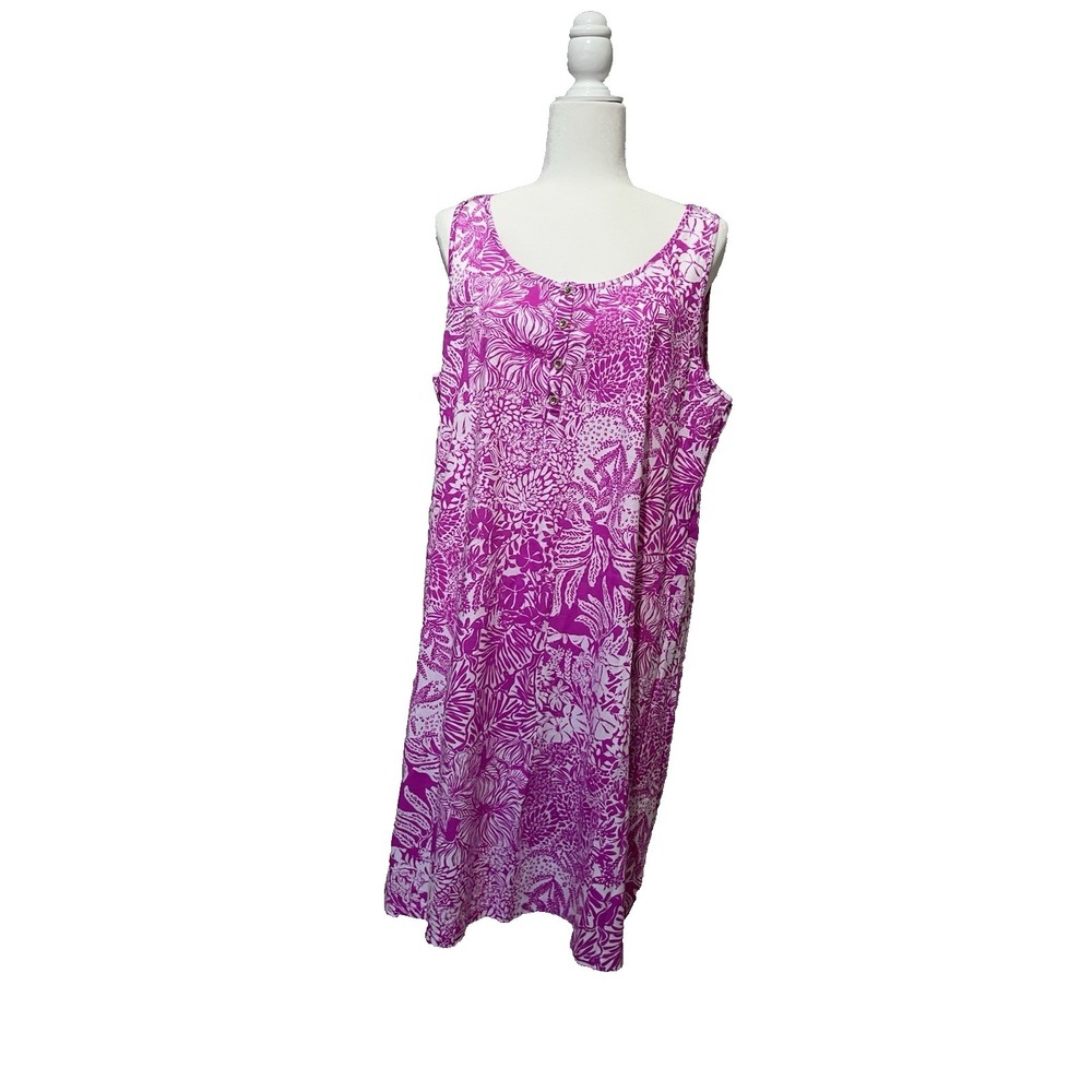 Lilly Pulitzer Lela Henley Tank Dress Wild Fuchsia Swipe Right Size XL
